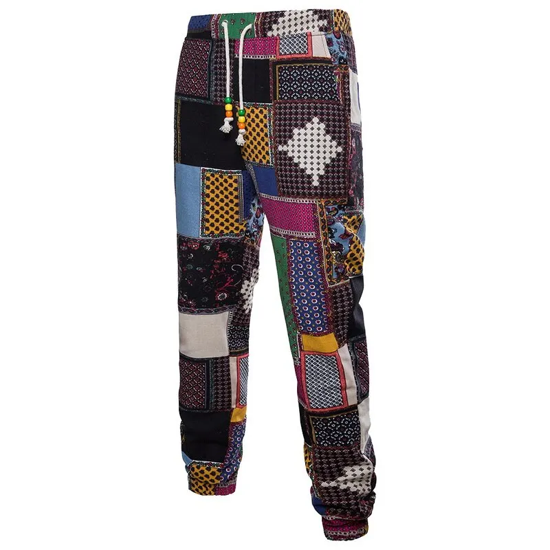 Брюки мужские на шнурке спортивные джоггеры с цветочным принтом повседневные