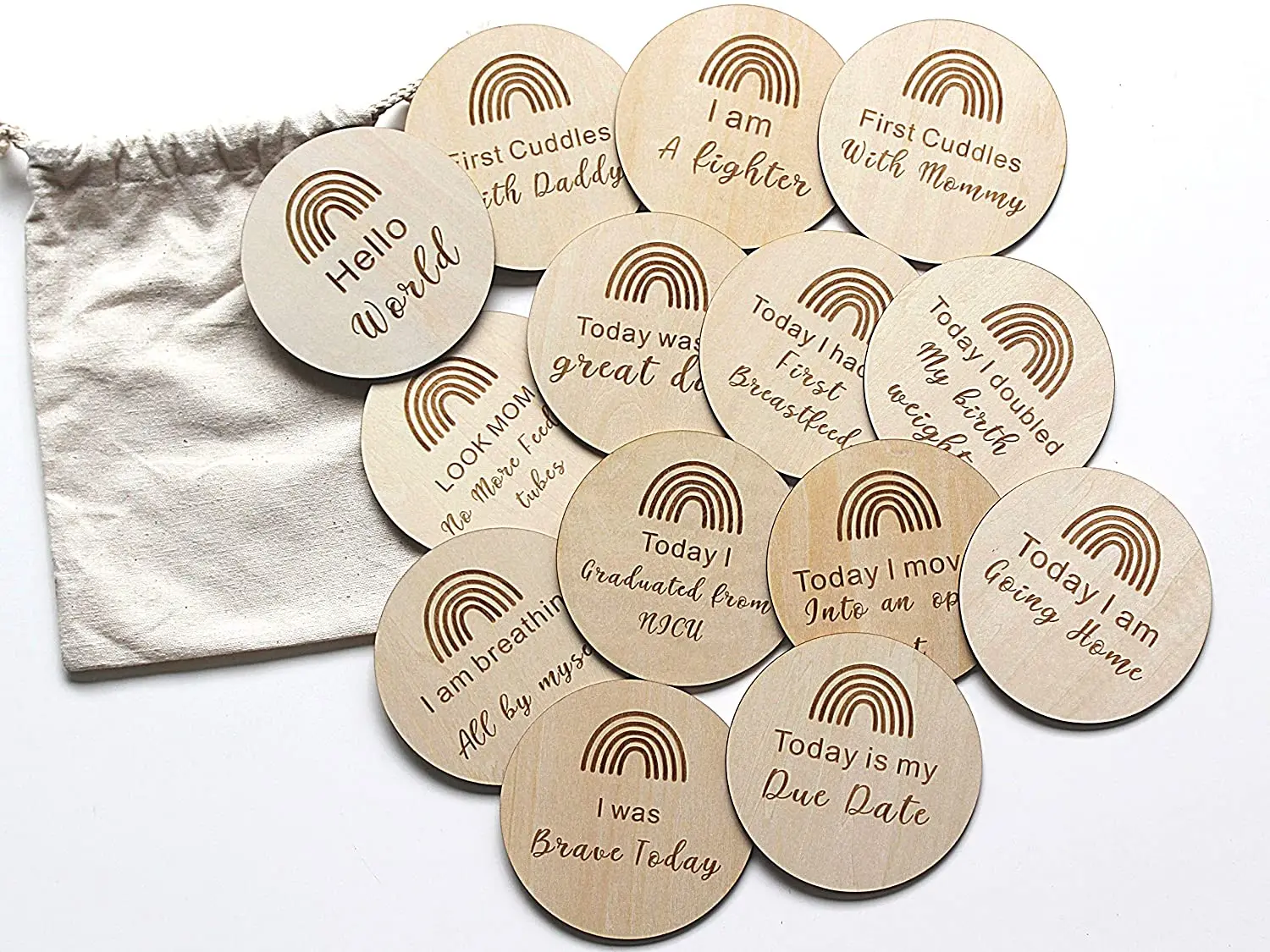 

NICU Baby Gift wood Milestone Cards Wood Special Moment Photo Cards for Preemie Baby Moms gift card