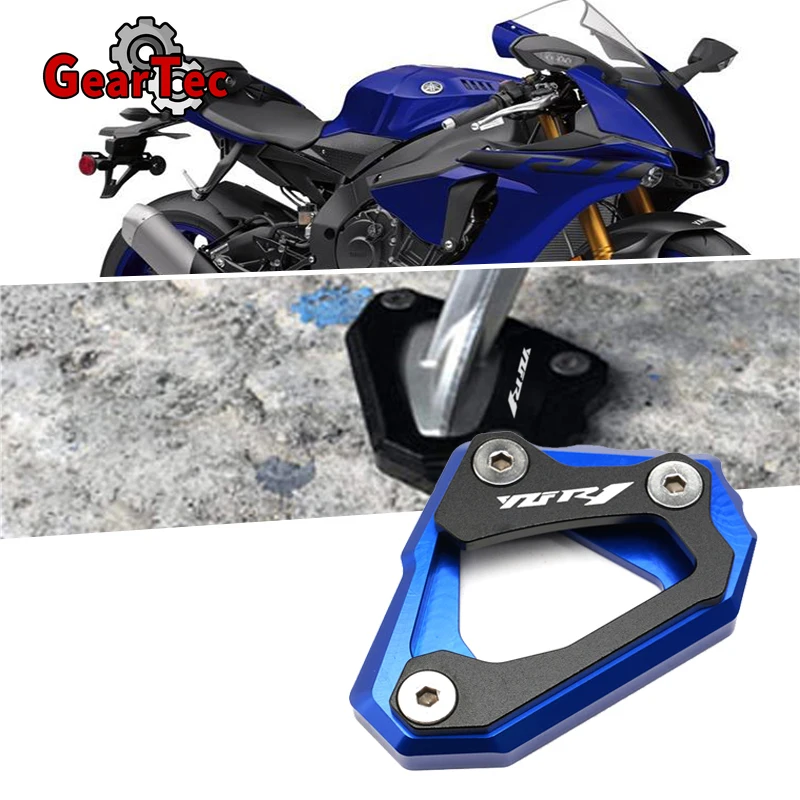 

For Yamaha R1 YZF R1 R1M YZFR1 Motorcycle Accessories CNC Aluminum Kickstand Foot Side Stand Enlarger Extension Plate Pad