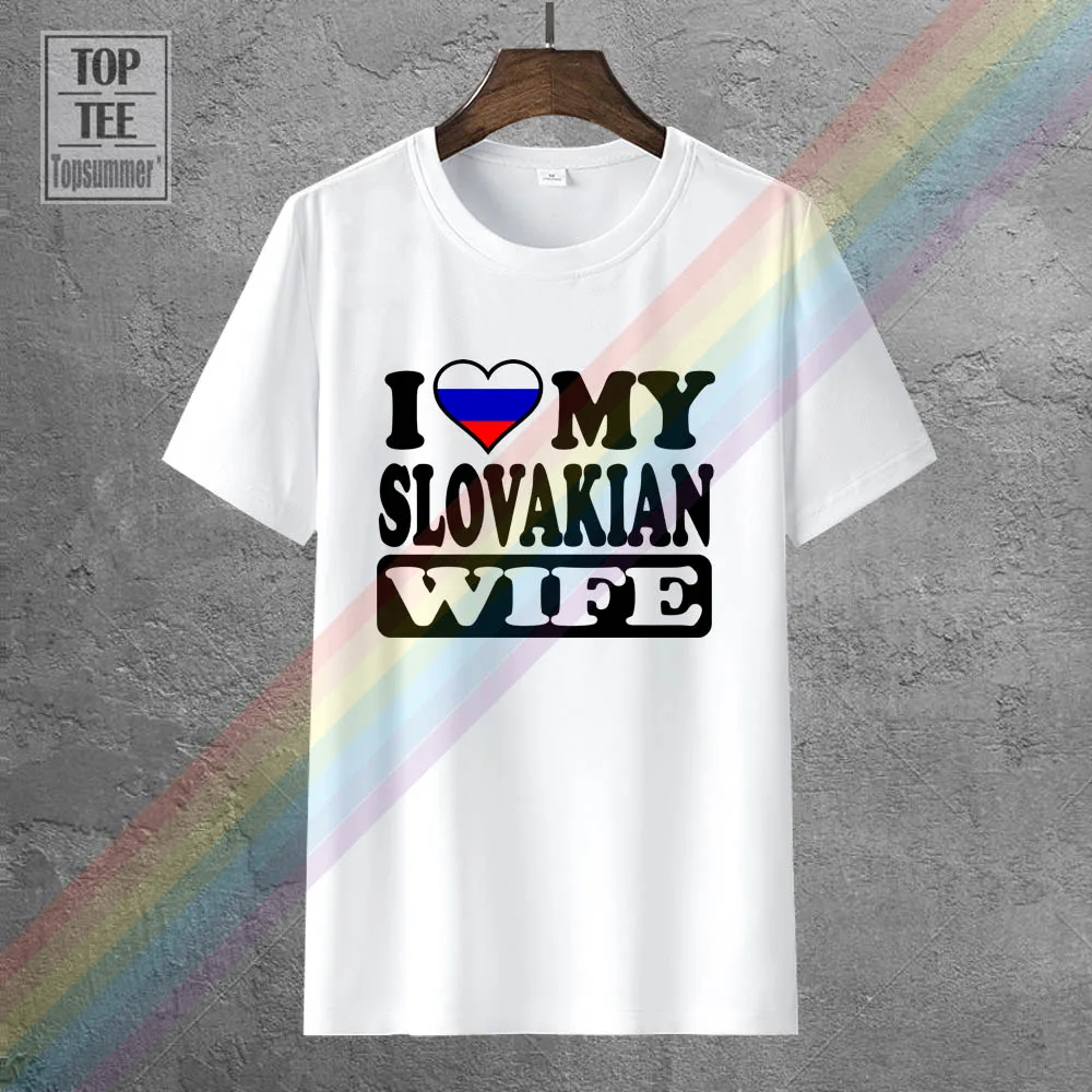 

Mens Funny Cool Novelty Slovakian Wife Slovakia Flag Joke Slogan T Shirts Gifts Cotton Man
