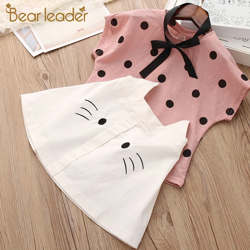 Bear leader/комплекты одежды для девочек Новая брендовая одежда для девочек комплекты детской одежды в горошек, футболка+ милые шорты, 2 предмета, детские костюмы