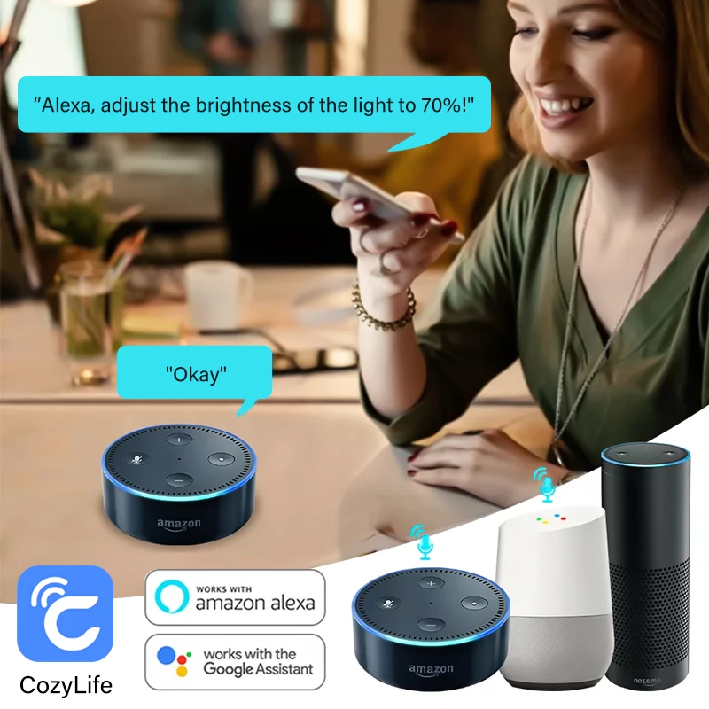 Умная лампа Alexa с голосовым управлением 15 Вт RGB регулируемой яркостью E27 E26 B22