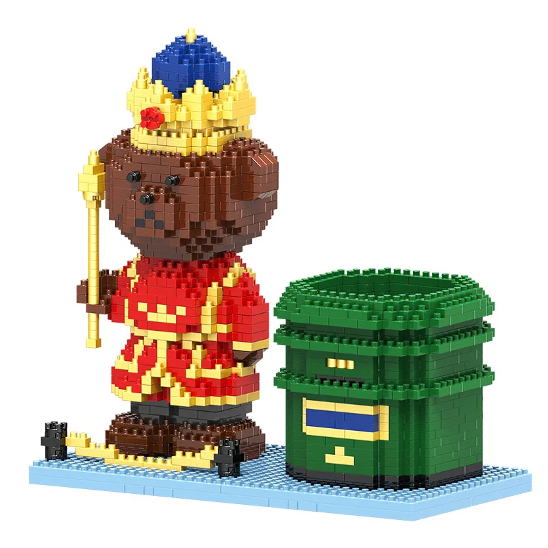 

Cartoon Animal Model Little Bear Soldier Mini Building Block Pet Little Bear Doll Pen Holder DIY Assembled Brick Children's Toy