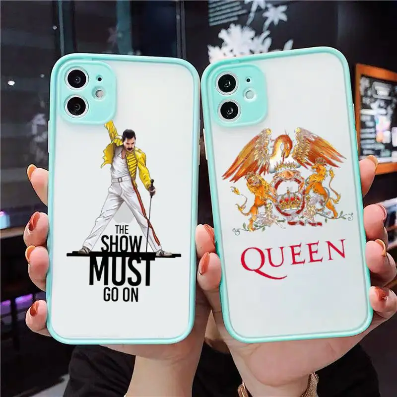 

Rock singer Freddie Mercury Queen Phone Case Matte Transparent for iPhone 7 8 11 12 s mini pro X XS XR MAX Plus cover funda