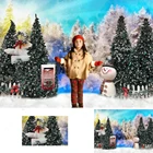 Фон для фотосъемки с изображением рождественского леса зимние снежные деревья почтовый ящик снеговик Дети Портрет фон для фотосъемки в фотостудии