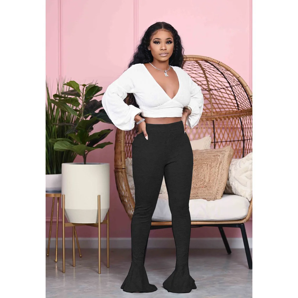 Женские расклешенные брюки Autume однотонные пикантные облегающие длинные с