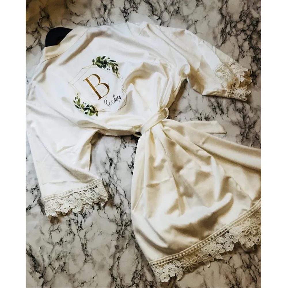 Кимоно из искусственного шелка с логотипом на заказ Свадебный халат для подружки