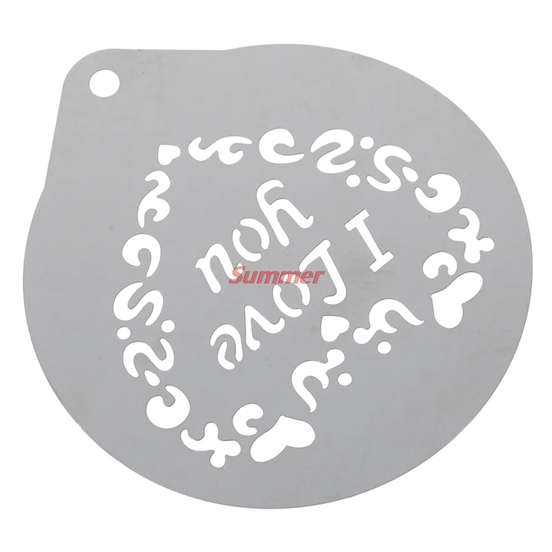 

New Mold Coffee Printing Model Thick Cafe Foam Spray Template Barista Stencils Decoration Tool I Love You Stainless Steel