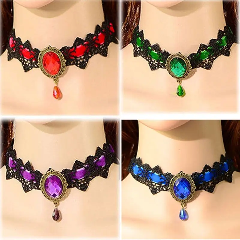 Женское винтажное ожерелье чокер с кружевом в готическом стиле|necklace jewelry|choker