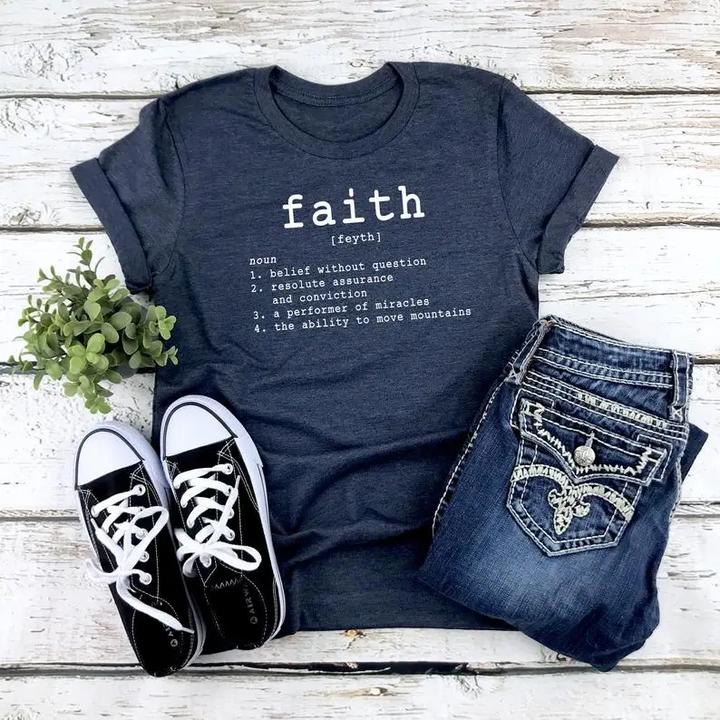 

Faith Christian Inspirational Shirts Faith graphics Streetwear Harajuku Unisex Clothing Cotton O Neck Short Sleeve Top Tees