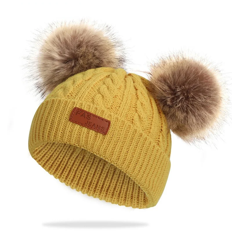 

Hot Sale Beanies Baby Hat Pompon Winter Children Hat Knitted Cute Cap for Girls Boys Casual Solid Color Girls Hat Baby Beanies
