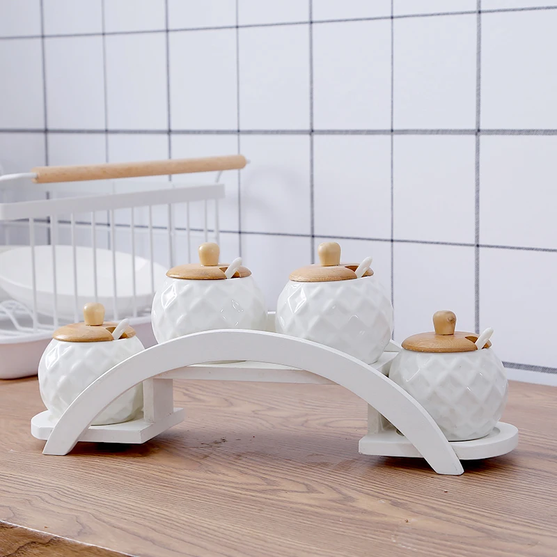 Кухонная стойка для приправ керамический бак с цветком сливы коробка набор