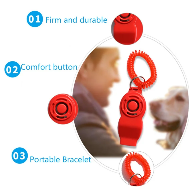 

New Style Hot 2 In 1 Dog Training Clicker and Whistle With Wrist Strap Puppy Trainer Aid Guide Sound Whistle