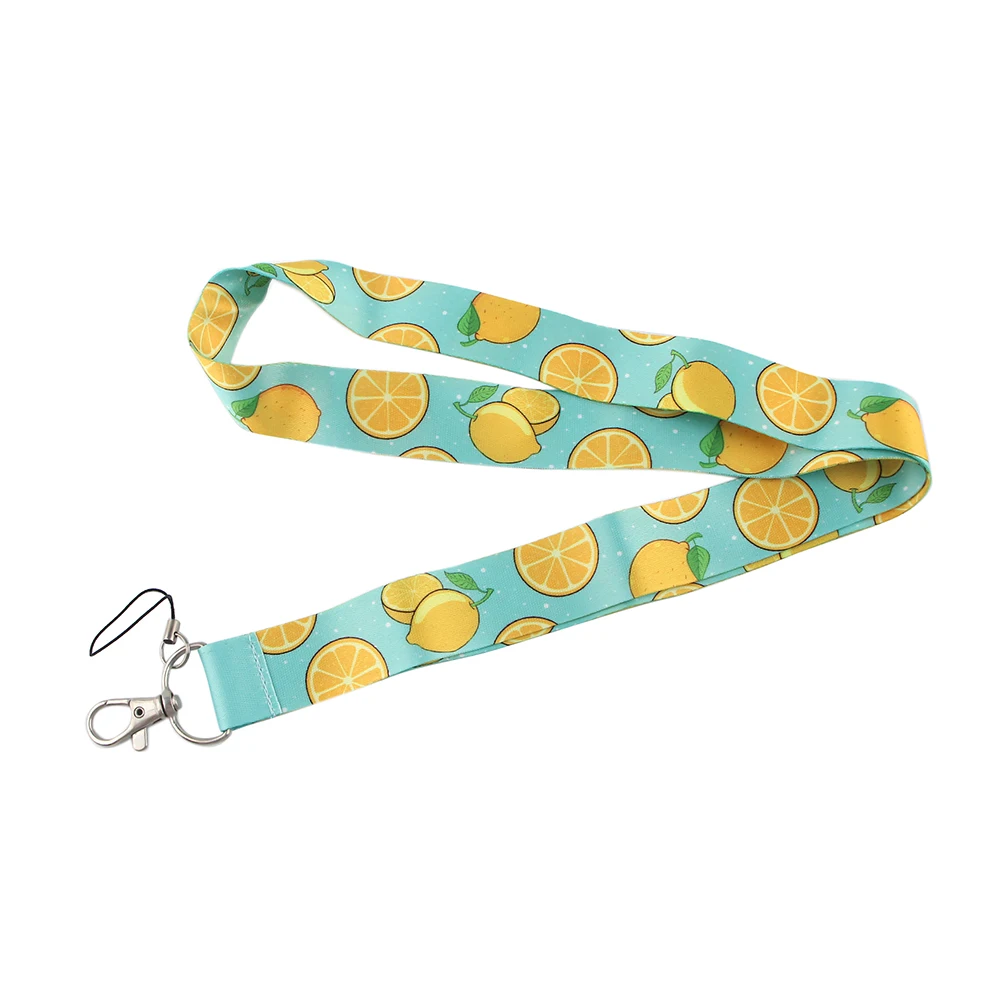 

DZ1593 Cute Fruit lemon Neck Straps lanyard Car Keychain ID Card Pass Gym Mobile Phone Key Ring Badge Holder Key Rings Jewelry