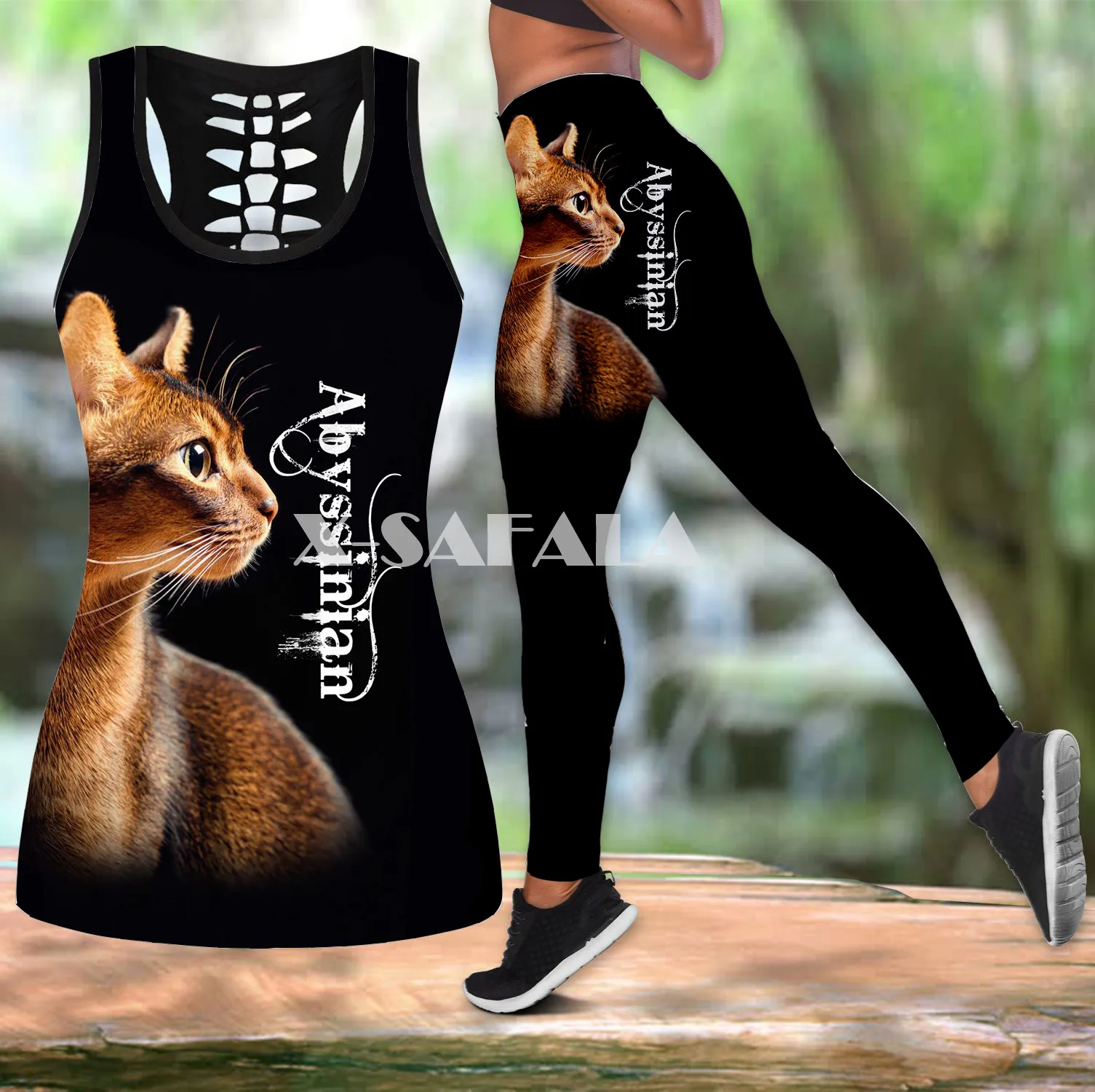 

Abyssinian Cat Tattoo Animal Two Piece Yoga Set Women 3D Print Hollow Out Tank Top High Waist Legging Summer Casual Sport-1