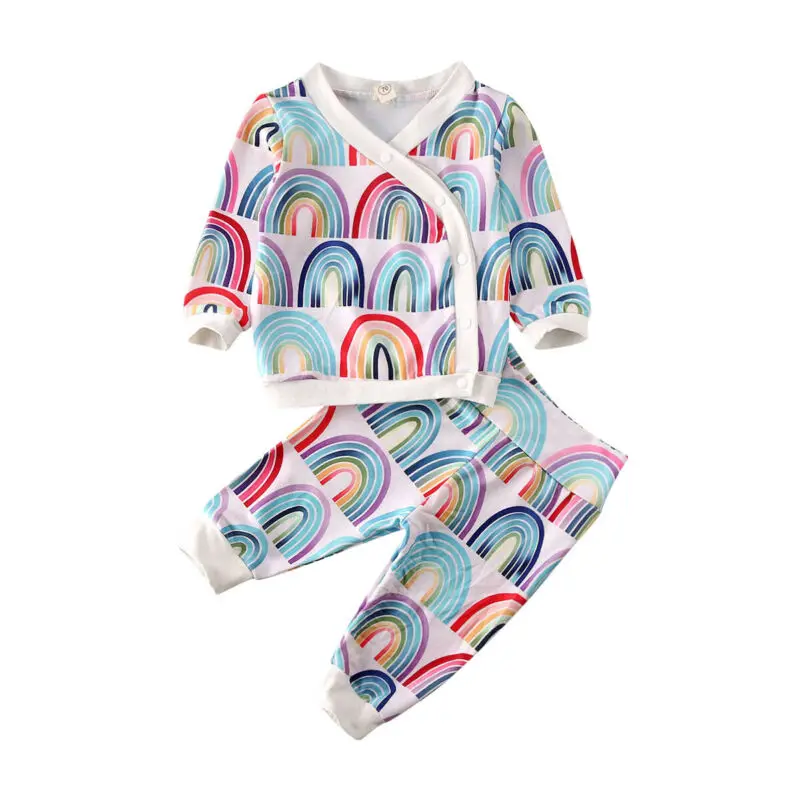 

Imcute Newborn Infant Toddler Baby Girl Clothes Baby Spring Autumn Outfit Rainbow Tops T-shirt Pants Leggings Set 0-2T