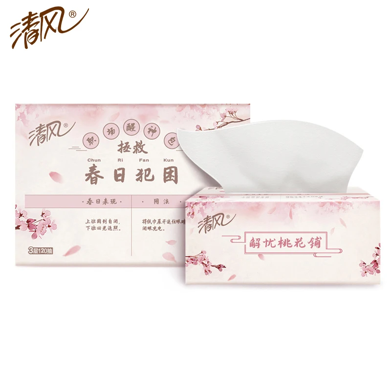 QingFeng Цветок персика бумага для вытягивания 24 упаковки 120 листов/упаковка 3 слоя
