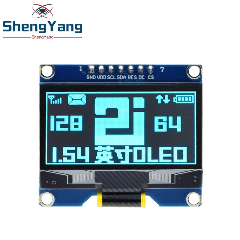 TZT 1.54 inch 7PIN White Blue OLED Screen Module SSD1309 Drive IC Compatible for SSD1306 SPI Interface 128*64 | Электронные