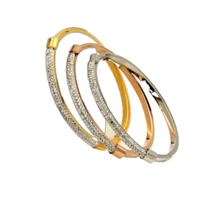 women favourite shining full clay rhinestone cz tube rose gold color gold color silver color stainless steel bangle