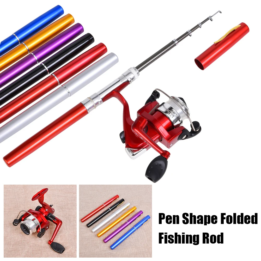 

Quality Fishing Rod Mini Telescopic Pocket Fish Pen Aluminum Alloy Fishing Rod and Reel Wheel Fishing Tackles Accessories New