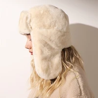 eoeodoit men women cold winter bomber hats warm earflaps thick fur added ear protector soviet multifunctiona caps hat
