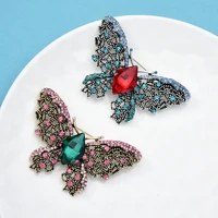 wulibaby crystal butterfly brooches for women beauty rhinestone 2 color butterfly insects party brooch pin gifts