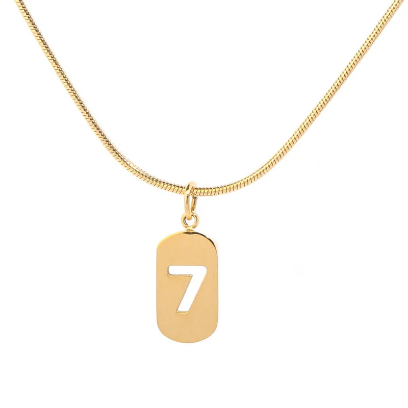 

express delivery 2021 South Korea's new snake bone chain lucky hollow number 7 pendant trendy female ins