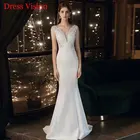 Кружевное платье-Русалка с аппликацией, свадебное платье, вечерние платья с V-образным вырезом