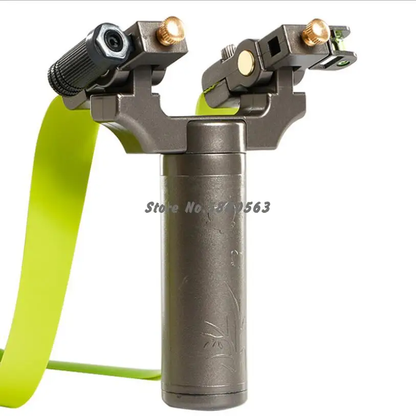 

New Flat Rubber Band Slingshot Outdoor Hunting High Precision Shooting Laser Point Slingshots Catapult Head 360 Degree Rotated
