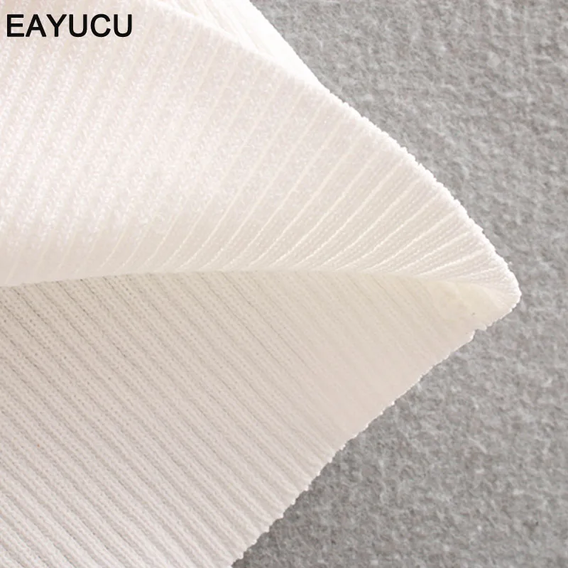 

EAYUCU Vintage Buttons Knitted Summer White Tshirt Women Chic TV Neck Short Sleeve Slim Fit Knitting Women Tops Streetwear ET068