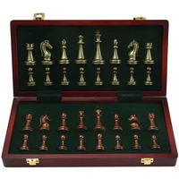chess set board alloy foldable folding interior storage for adult game stimulate your brain mind exercise dark red