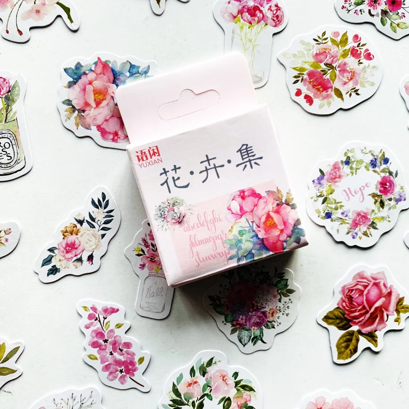50 фотоблесток милые цветочные цветы бумажная фотобумага паста наклейка