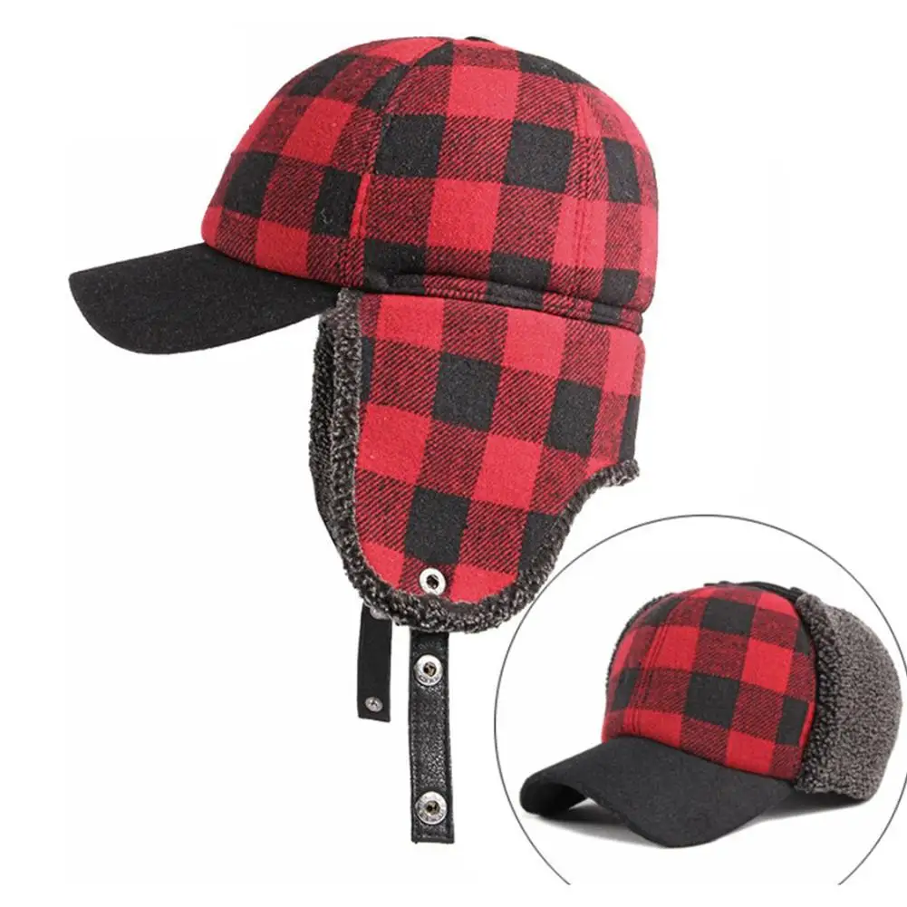 Уличная зимняя меховая шапка бомбер для защиты от холода и снега утолщенная