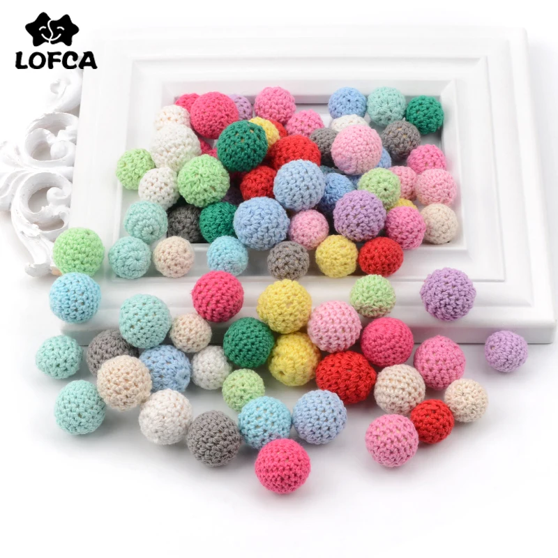16mm Wooden Crochet Beads - Pack of 10 for DIY Necklace, Pacifier Chain, Teething Knitting - LOFCA Baby Colorful Beads for Baby Teethers image 6
