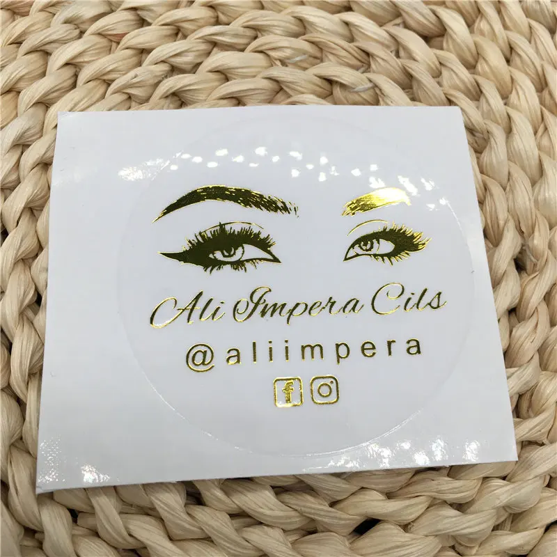 Наклейки для ресниц с логотипом на заказ прозрачные этикетки из золотой фольги