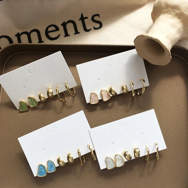 

Women's Earrings Set Charm Earrings For Women Bohemian Fashion Jewelry 2021 Geometric Gold Color Stud Earrings For Girls Gifts