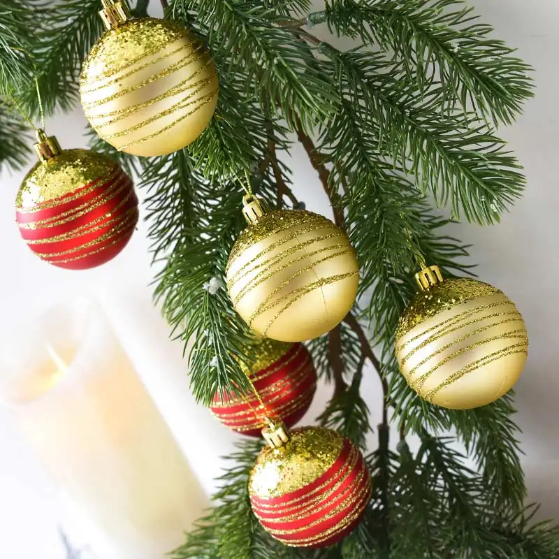 Christmas Coloured Pattern Pine Cone Decorative Ball Hanging Decoration Tree Decorations Xmas Festive Party Supplies | Дом и сад