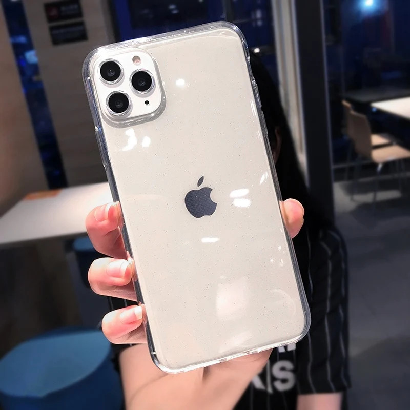 Однотонный чехол SUYACS с блестками для iPhone 12 11 Pro Max Mini XR XS 6 6S 7 8 Plus мягкий из ТПУ