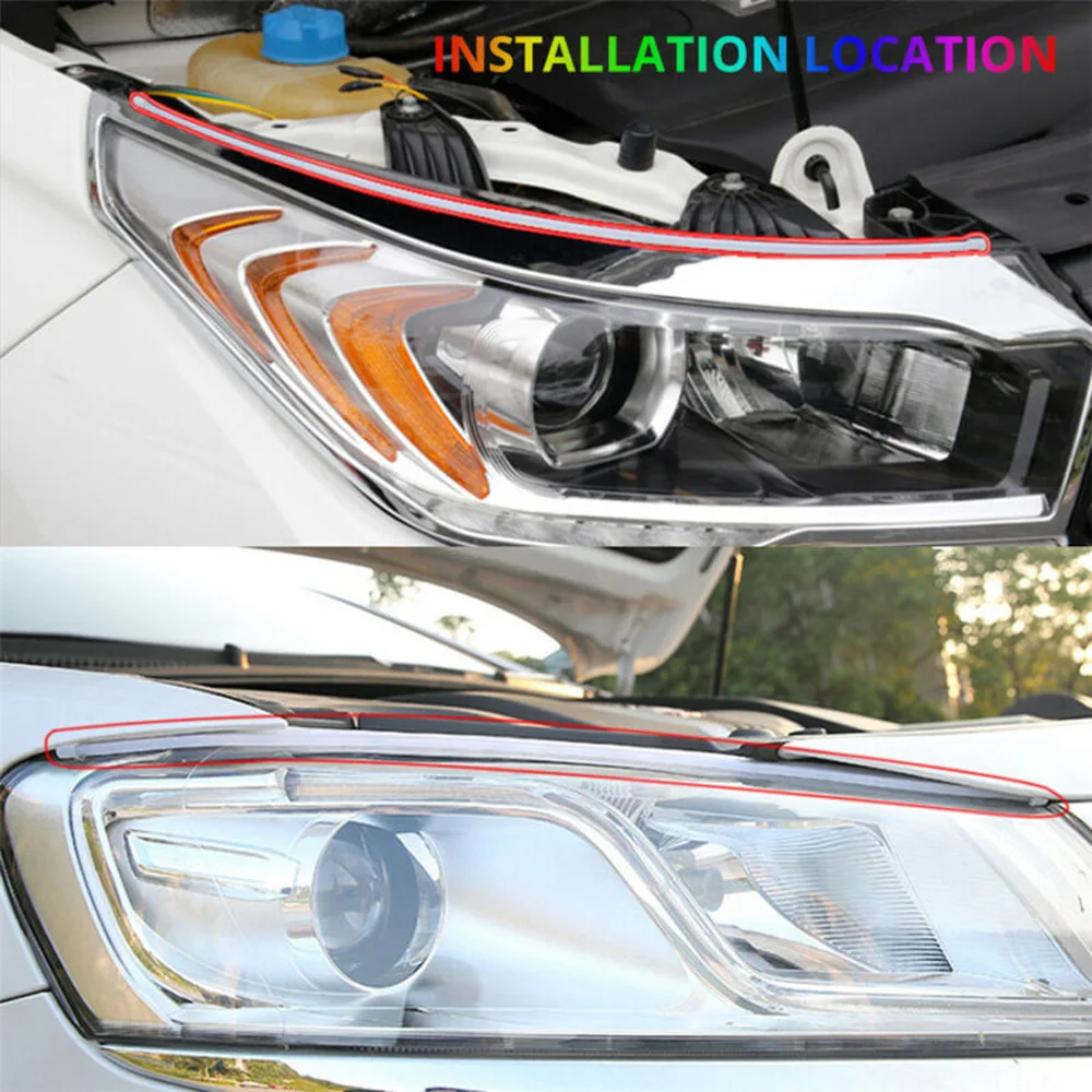 

Flexible Turn Signal Light 2pcs Sequential DRL Turn Signal Light Headlight Slim