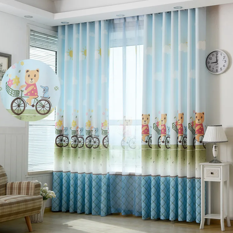 Детские шторы для спальни с милым медведем полиэстер ткань мультяшным принтом