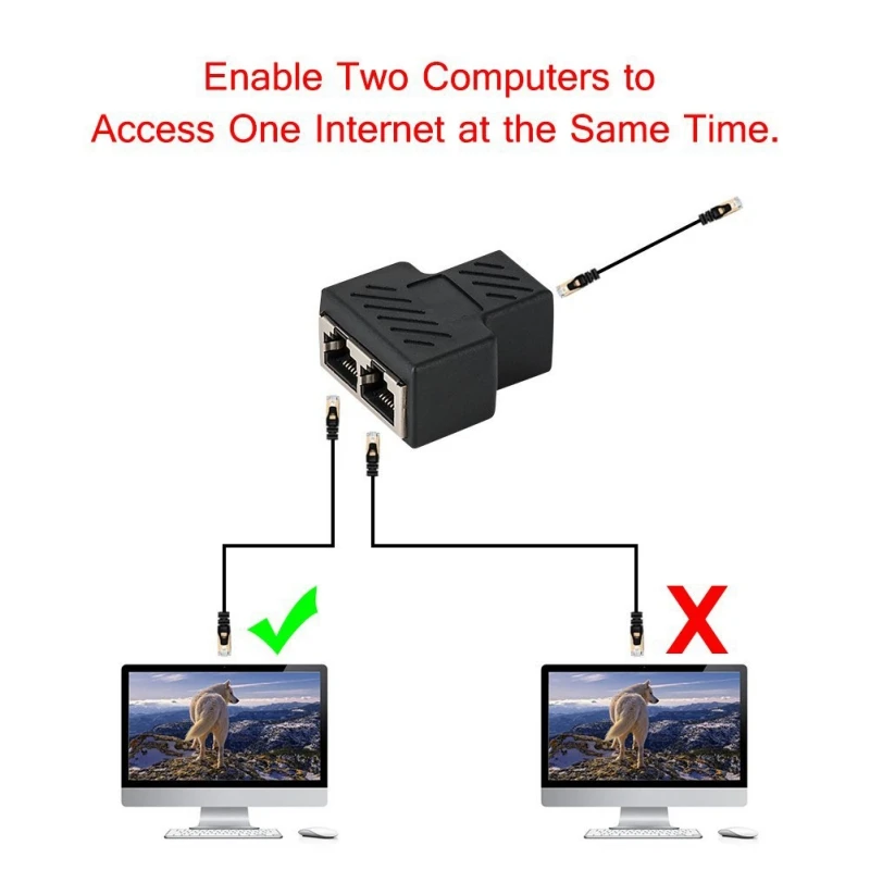 1-2 способа Ethernet кабель адаптер RJ45 двойной женский порт CAT5/CAT 6 LAN Sockt для