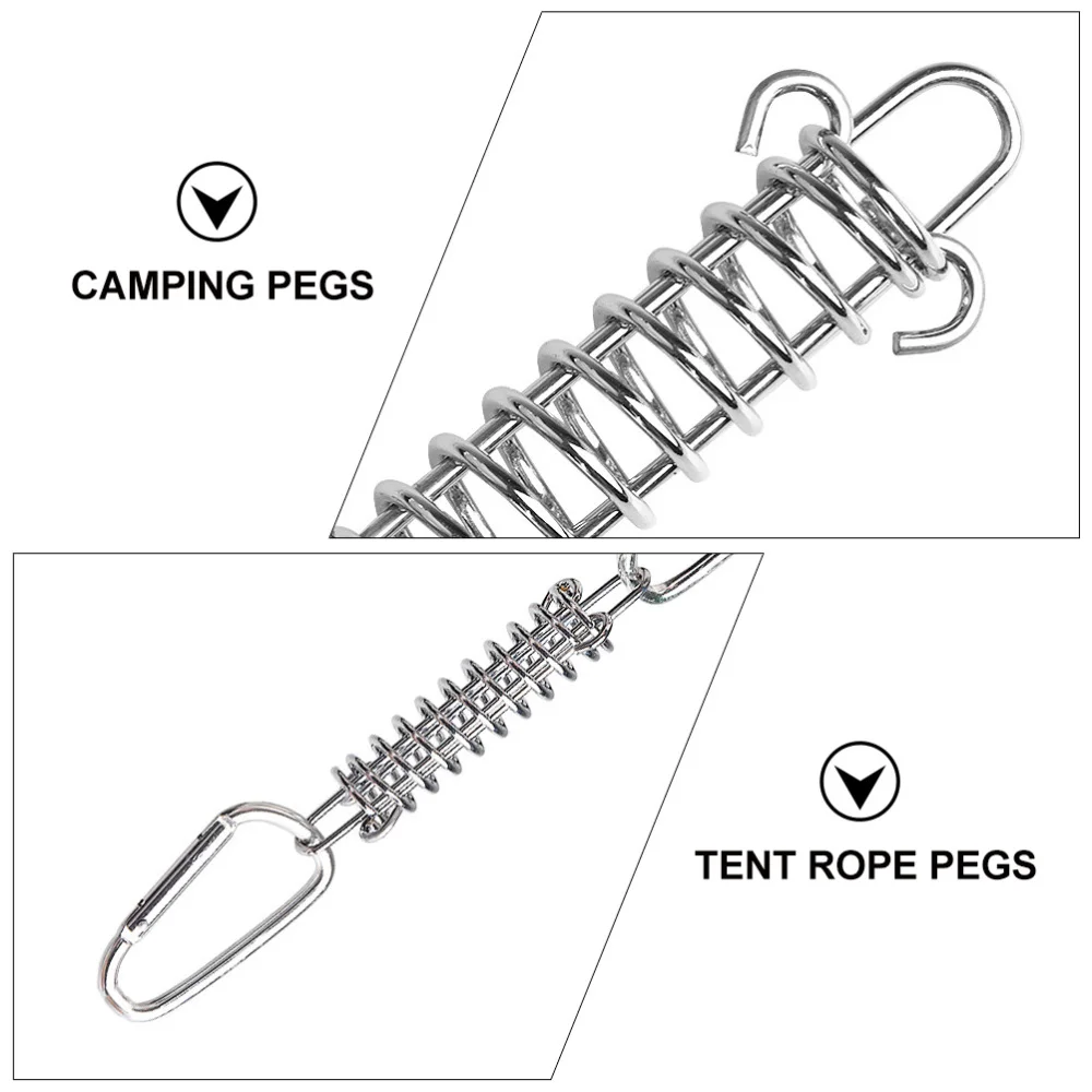 

1 Set Steel Tent Rope Tensioner Camping Pegs Windproof Spring Tent Buckle