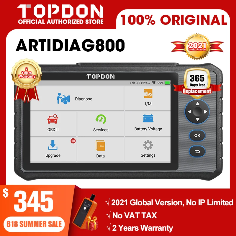 Диагностический сканер OBD2 TOPDON ArtiDiag800 инструмент для полной диагностики