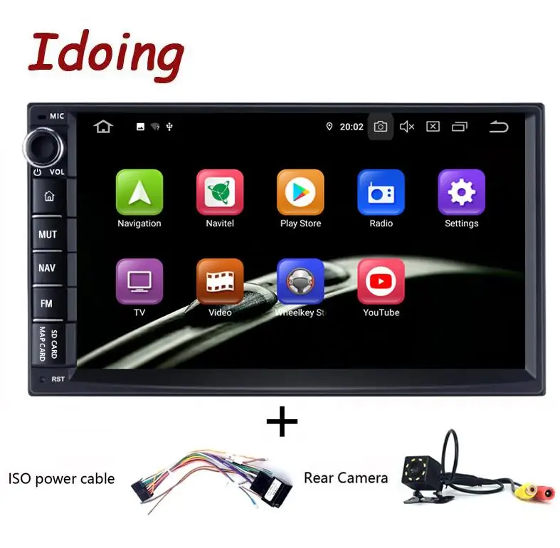 Idoing 2Din Android 9,0 " PX5 4G+ 64G 8 ядерный Универсальный Автомобильный gps DSP радио плеер ips экран навигация Мультимедиа Bluetooth 2 din - Цвет: iso and camera