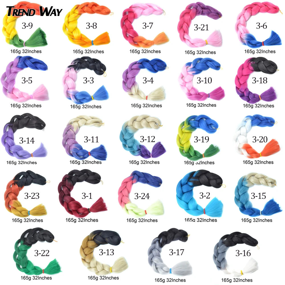 Синтетические 32-дюймовые Омбре Джамбо плетеные волосы длинные прямые пряди