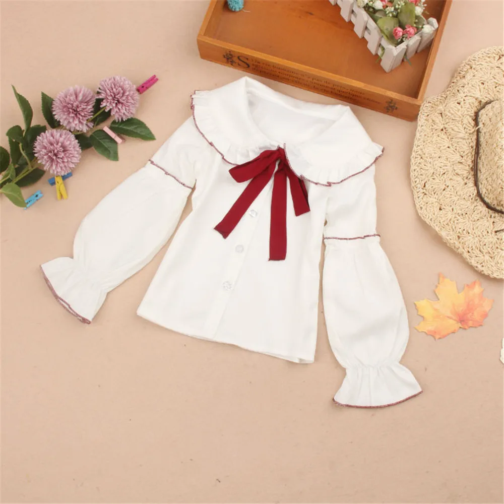 Блузка для девочек 2020 Весенняя детская одежда школьная белая блузка хлопковая