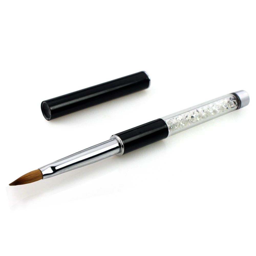 High Quality Kolinsky Sable Acrylic Nail Brush Size 6 8 10 12 Crystal Rhinestone Handle Salon Manicure Tools For Nail Art