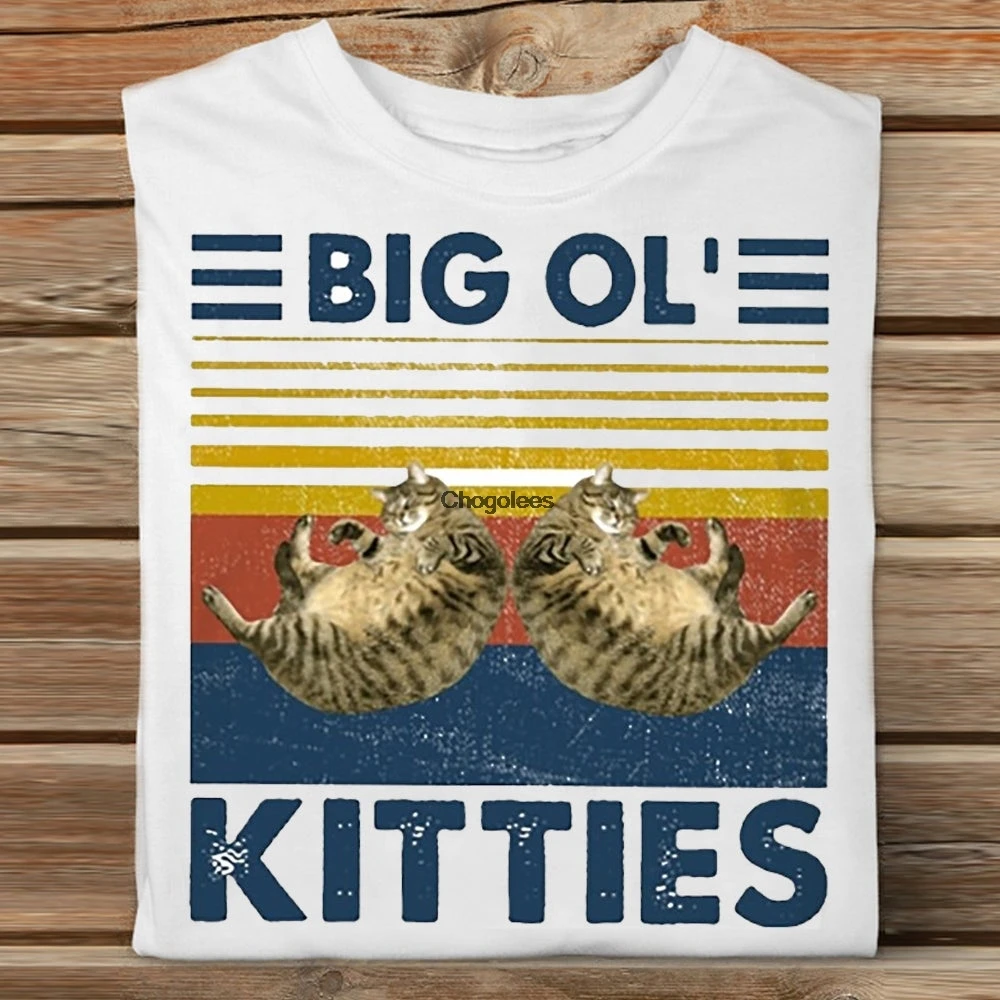 Забавная Винтажная футболка в стиле ретро с изображением кота и больших котят