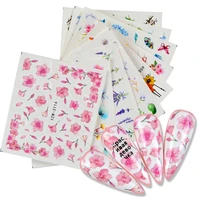 1 sheet summer water decals plumpeachlittle birdlavenderflower designs nail stickers wraps slider decoration manicures