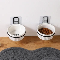 pet cat dog wall holder adjustable height blue china ceramics feeding bowls anti spill holders bowl for cats small dogs